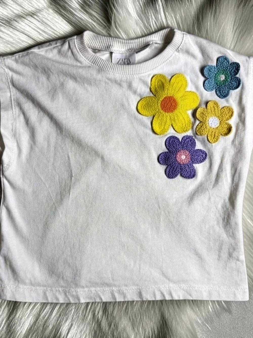 Zara Floral Appliqué Tee Girls 1.5 Years White